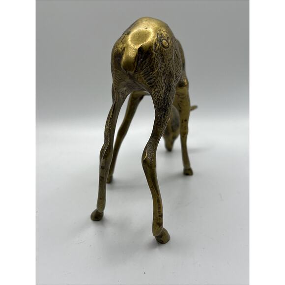 Ornate Brass 7” Deer Buck 5” Doe Set Of 2 Figurines Patina - Picture 13 of 16